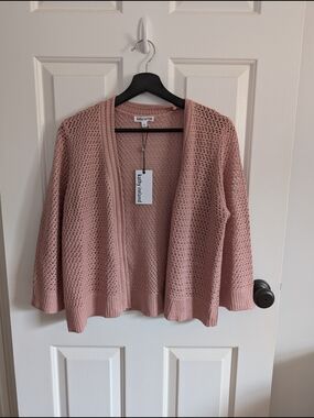 kathy ireland Women's Rose Pink Knit Cardigan NWT